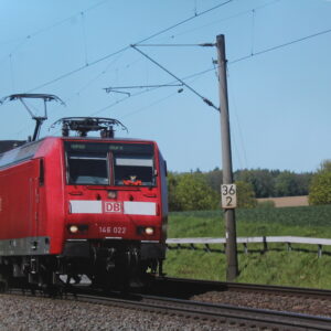 Poster DB Baureihe 146 022 – Das Original mit dem Pikachu-Express | Eisenbahn-Fotomotiv